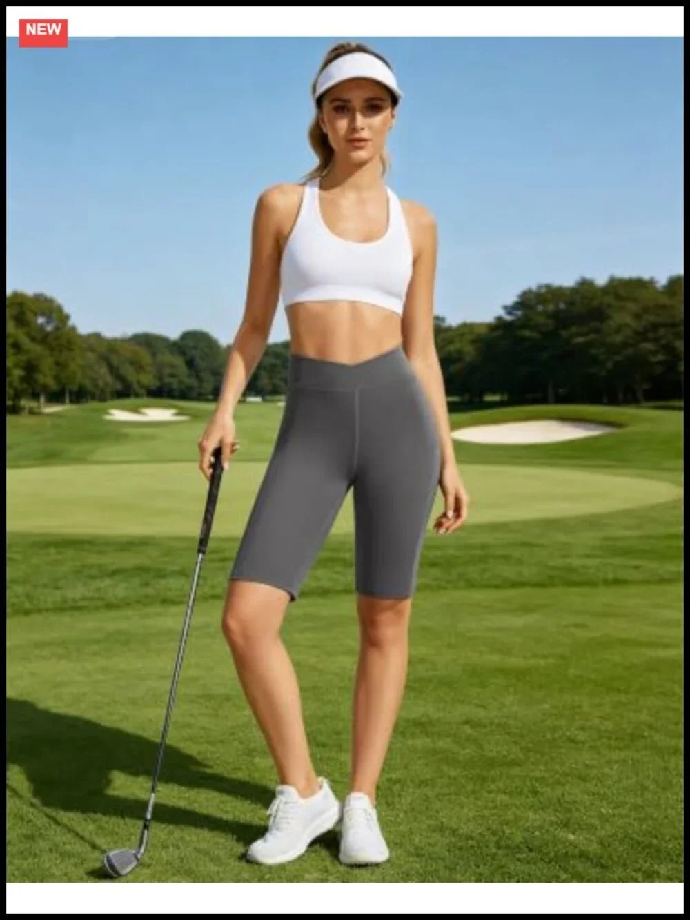 High Waist Crossover Athletic Shorts with Pockets 11
